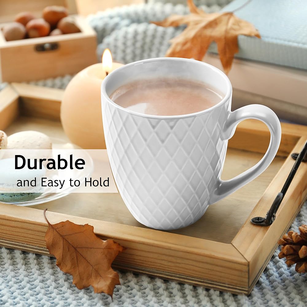MIAMIO – 6 x 400 ml – Coffee Mug Set/Mug – Modern Ceramic Matte Design – Large Capacity Coffee Mug – Palmanova Collection (White)