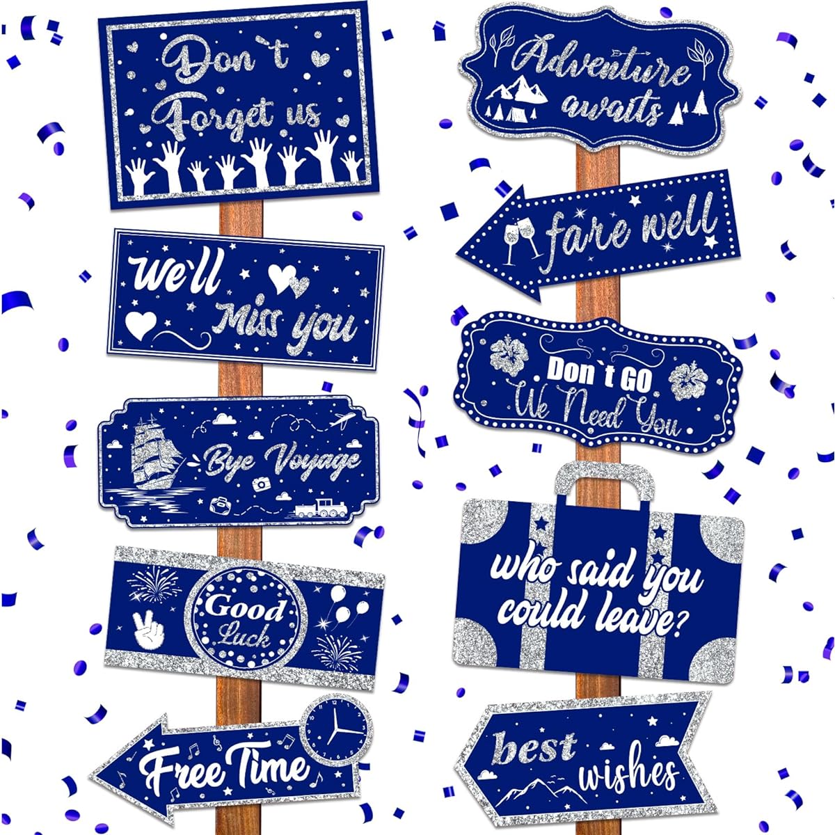 20pcs Retirement Party Centerpieces Retirement Party Decorations Navy Blue Silver We Will Miss You Sign Decorations for Going Away Party Farewell Party Retirement Party Table Decor