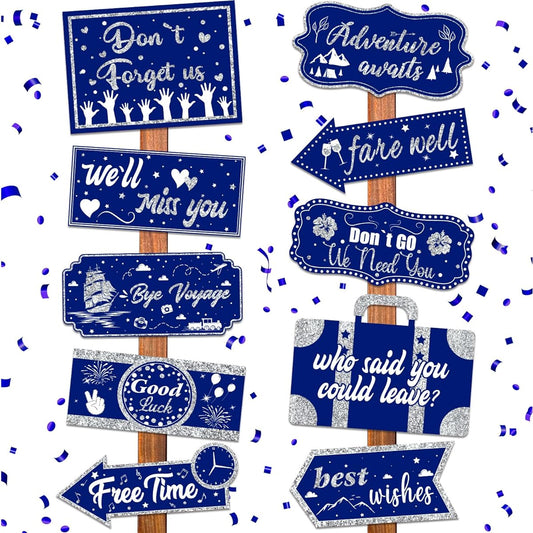 20pcs Retirement Party Centerpieces Retirement Party Decorations Navy Blue Silver We Will Miss You Sign Decorations for Going Away Party Farewell Party Retirement Party Table Decor