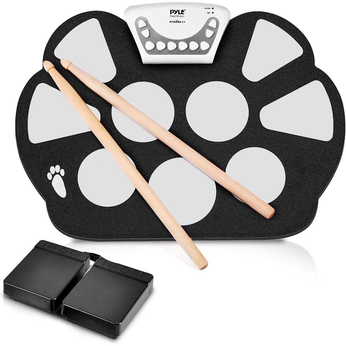 Pyle Electronic Roll-Up MIDI Drum Kit - Tabletop Roll-Up Drum Kit w/ 9 Electric Drum Pads, Foot Pedals, Drum Sticks, and Power Supply - Cheap, Discount Prices w/ Drum Electric Kit & Songs - Pyle PTEDRL11