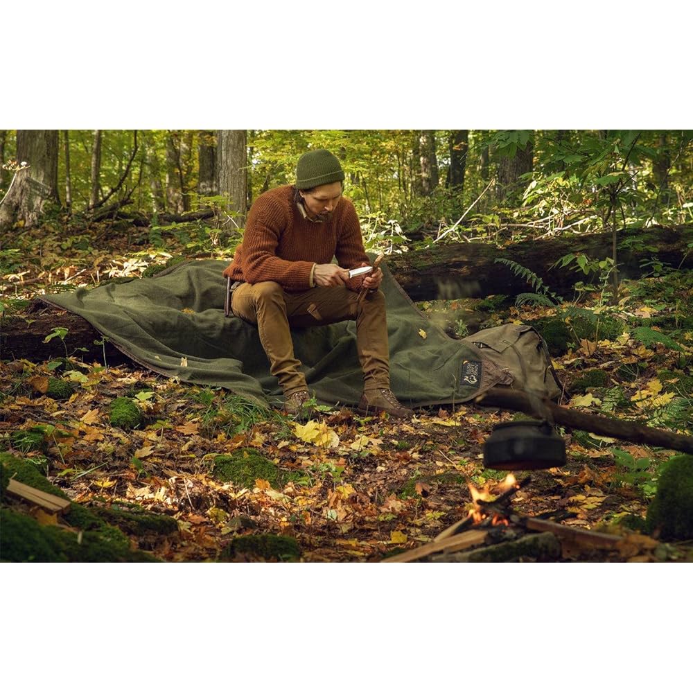 [Bushcraft Spain] Oilskin & Wool Ground Sheet 2x1.5m Brown/Green/Black Bushcraft Spain Military Curtain Tarp Leisure Sheet… (Brown (Canvas Side)/Brown (Wool Side))