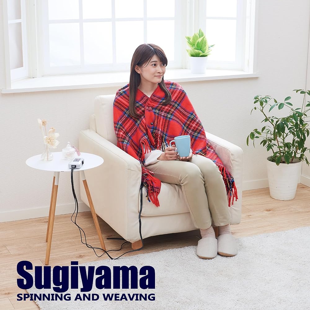 Sugiyama Comes with a timer to prevent you from forgetting to turn it off, 82 x 140 cm, made in Japan, washable electric throw SSW22H22(RD), red