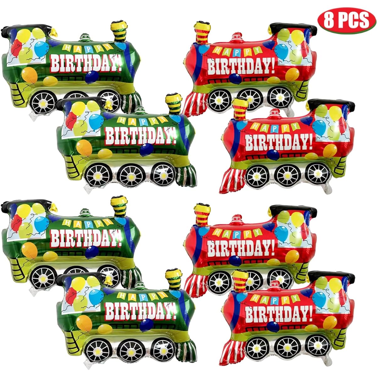 8 Pieces Colorful Train Birthday Party Decorations Foil Balloons Steam Signs Baby Shower Party Supplies