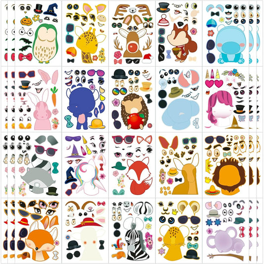 Animal Sticker Stickers - Make Your Own Animal - 60 Educational Stickers - DIY Play Stickers - Develop Concentration, Coordination, and Creativity - Fun Game Stickers & Gifts for Kids & Toddlers