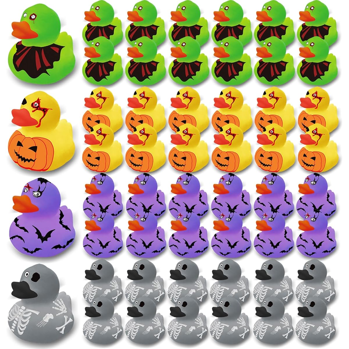 Halloween Rubber Duck Assortment Mini Rubber Duck Bulk Bath Toys Kids Halloween Duck Decoration Trick or Treat Supplies Goodie Bag Filler Baby Shower Halloween Party Favors (Cute, 48 Pieces)