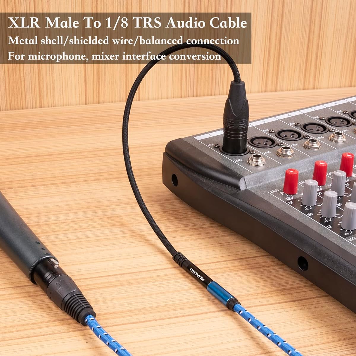 HUALEU 1ft 1/8" Jack Female to XLR Male Adapter Cable 3.5mm Female to XLR Male Stereo Audio Adapter Cable 3 Pin XLR Male to 1/8 TRS Female for Microphone Mixer