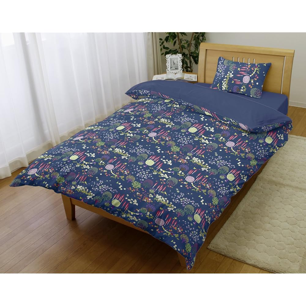 Merry Night Made in Japan 100% Cotton Duvet Cover From Plus "Foresta" Double Long Navy FMP626004-72