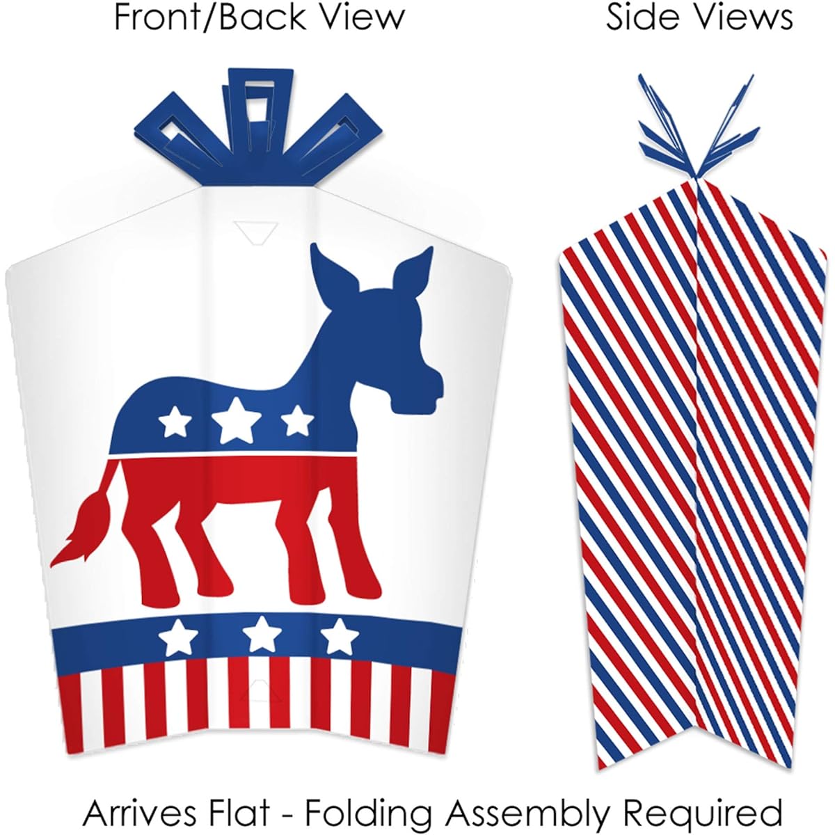 Big Dot of Happiness Democratic Election - Table Decorations - Democratic Politics Party Foldable Flair Centerpieces - 10 Pieces