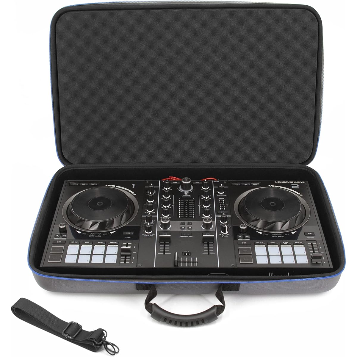 CASEMATIX DJ Controller Travel Case for Hercules Inpulse 500 - Hardshell DJ Mixer Carry Case with Straps