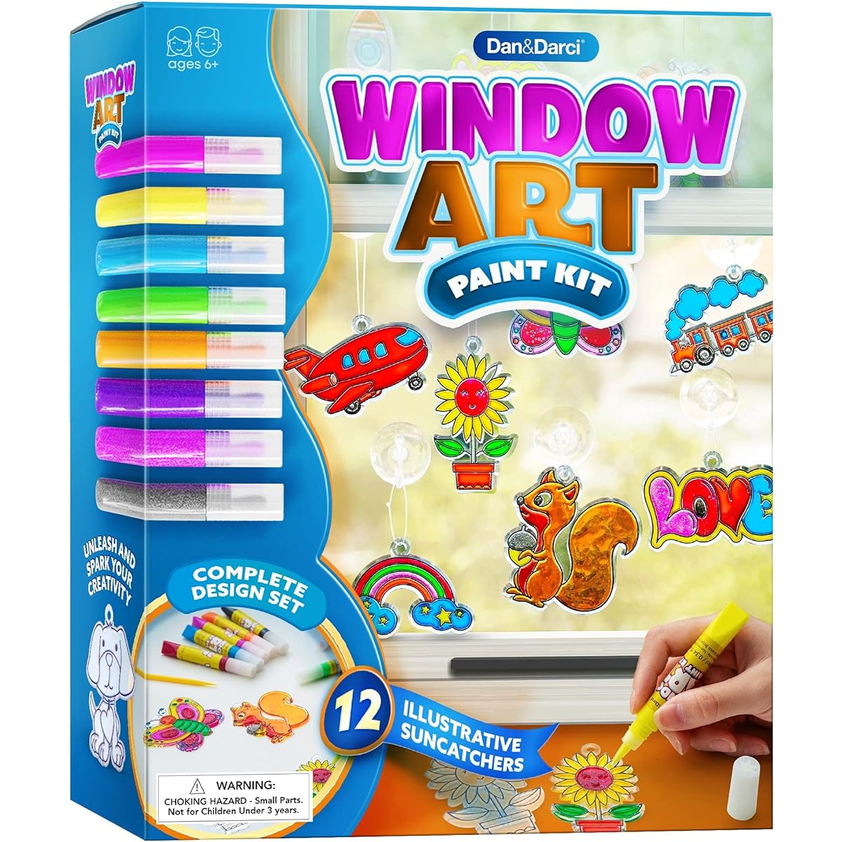 Window Art Painting Kit for Kids - Arts and Crafts for Girls & Boys Ages 6-12 - Craft Kit Art Set - Sun Catcher Tools - Best Painting Gifts Kids Activity Ideas Ages 6 7 8 9 10