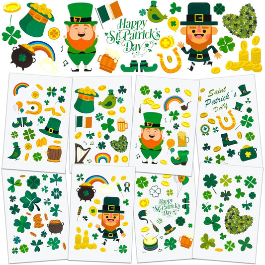 24 St. Patrick's Day Stickers for Kids Shamrock Stickers Envelope Cards Craft Scrapbooking Decoration St. Patrick's Day Party Favors Decoration Gift Supplies for Toddlers and Adults
