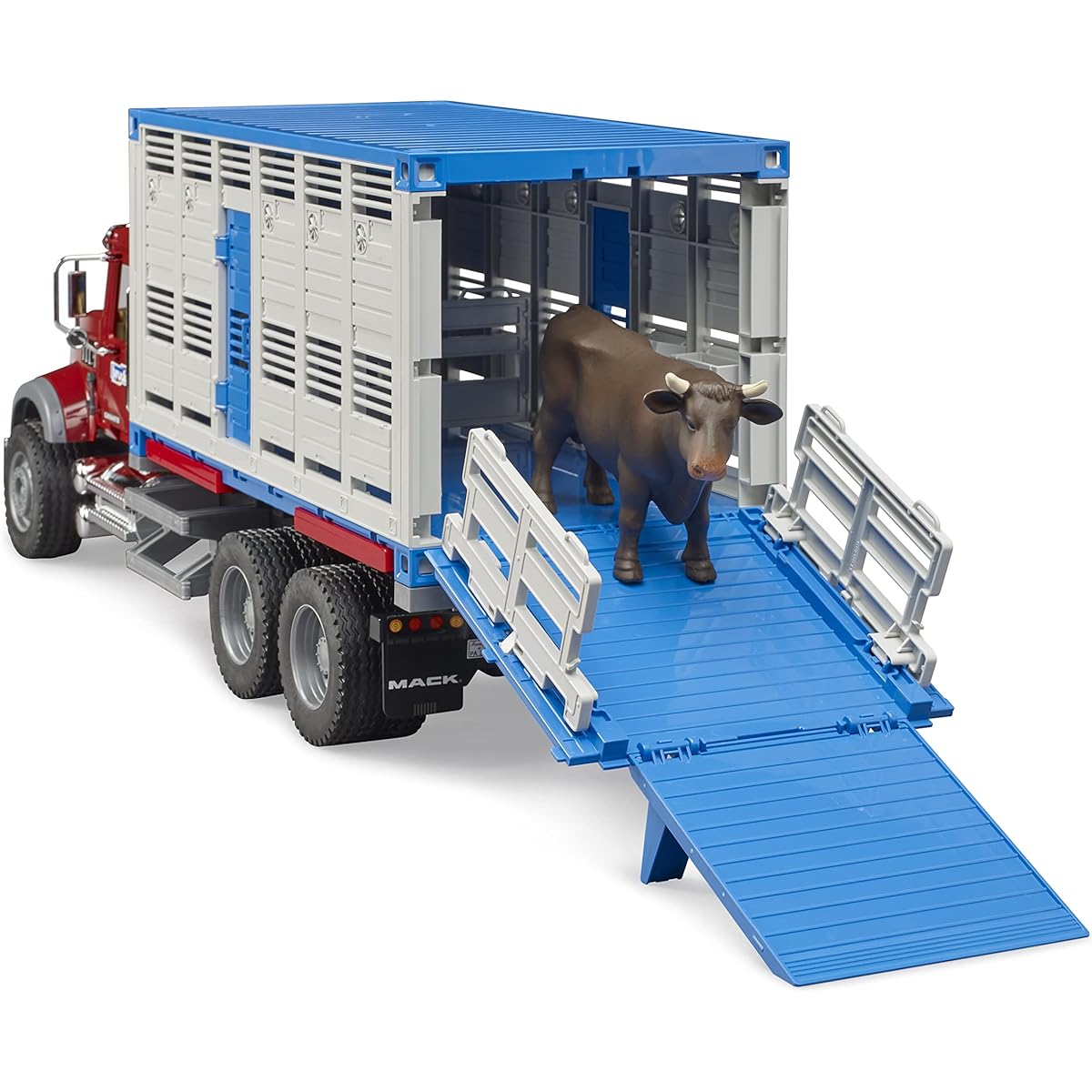 Bruder 02830 Mack Granite Cattle Transportation Truck with 1 head BTA02830