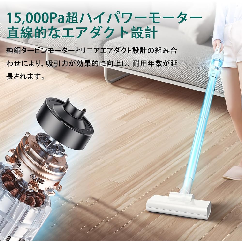 Fochai [15000pa Strong Suction 2024 Innovative Model] Vacuum Cleaner Cordless Stick Vacuum Cleaner 5WAY Handy Cleaner Stick One Cleaner Vacuum Cleaner 5 Types of Nozzles Lightweight Type-C Rechargeable Living Alone HEPA Filter Japanese Instruction Manual