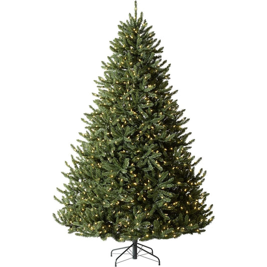 Treetopia Green Artificial Christmas Tree | Alexander Fir - 6.5 ft | 650 LED Candlelight Pre-Lighted with Clear & Blue Lights | Tree Stand, On/Off Foot Pedal, Extra Bulbs and Fuses Included
