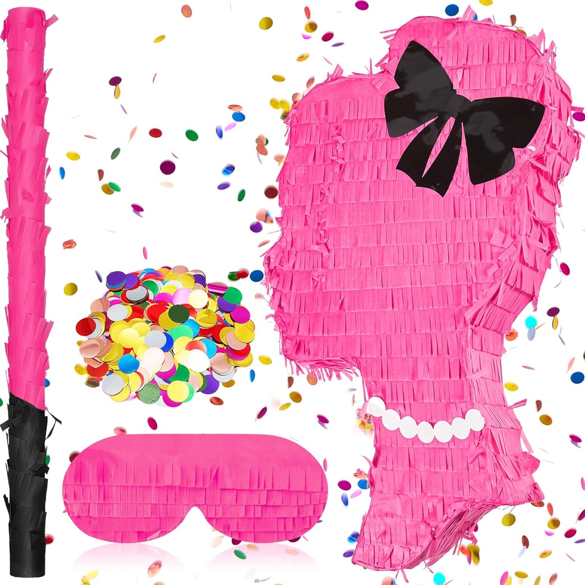 Girl SPA Hair Dryer Pinata Set with Stick Blindfold Round Confetti Cinco de Mayo Party Decorations Girls Birthday Party Supplies (Girls)