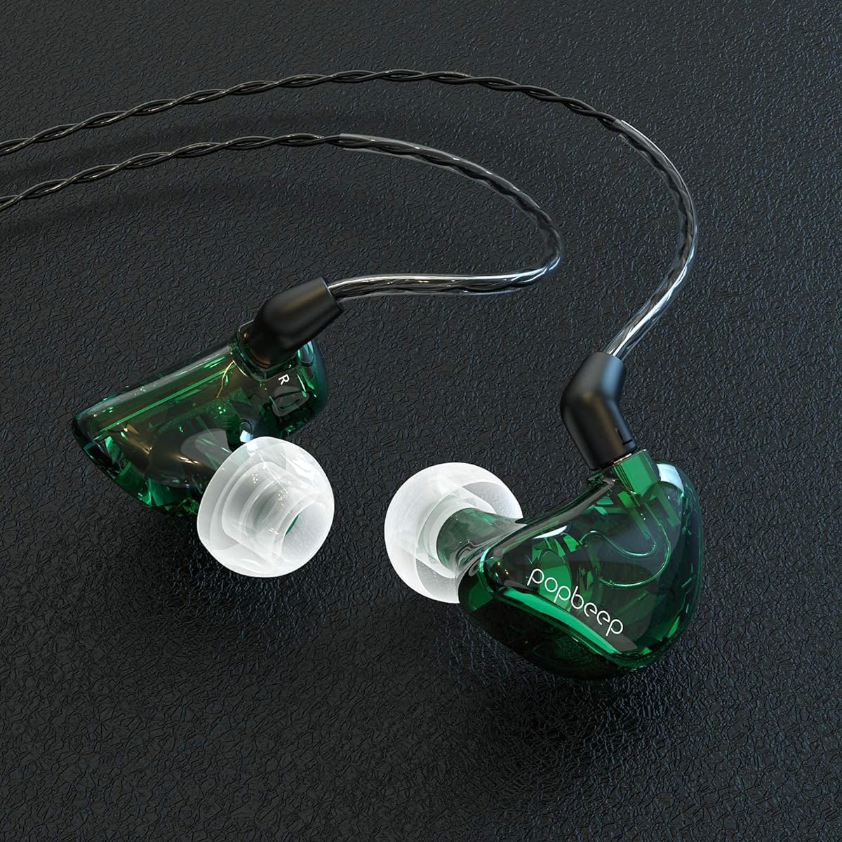 BASN In-Ear Monitor Headphones Dual Dynamic Driver In-Ear Earphones Detachable MMCX Cable Musician In-Ear Earphones Headphones (BC100 Green Without Microphone)