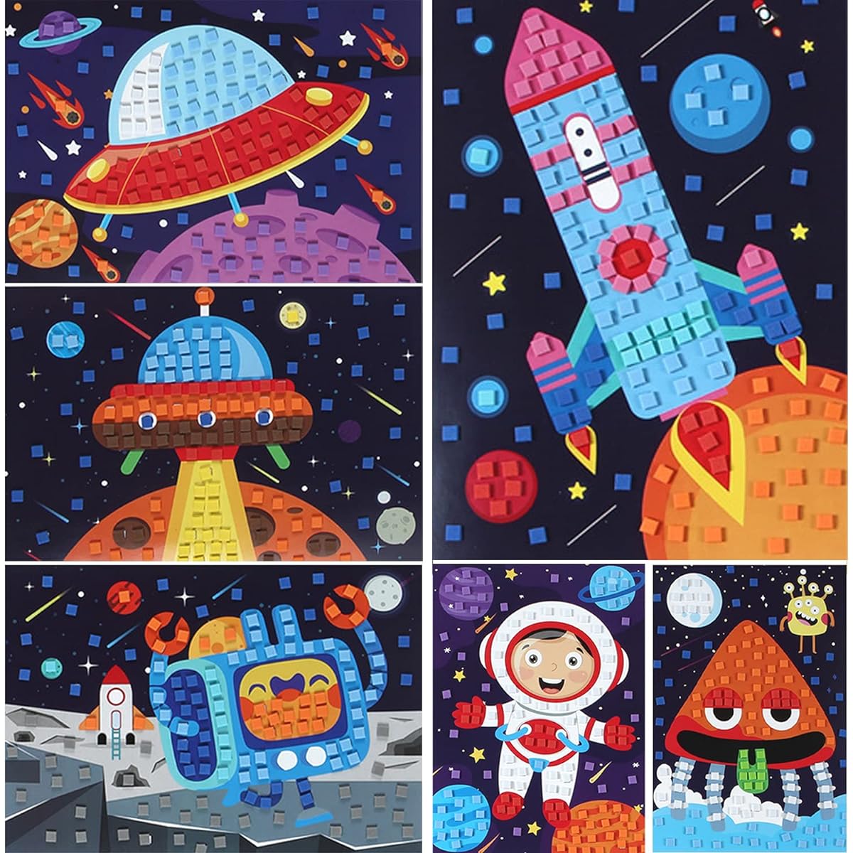 Mosaic Stickers Art Kits for Kids Foam Craft Stickers Mosaic Photo DIY Stickers Handmade Art by Numbers Kits for Kids