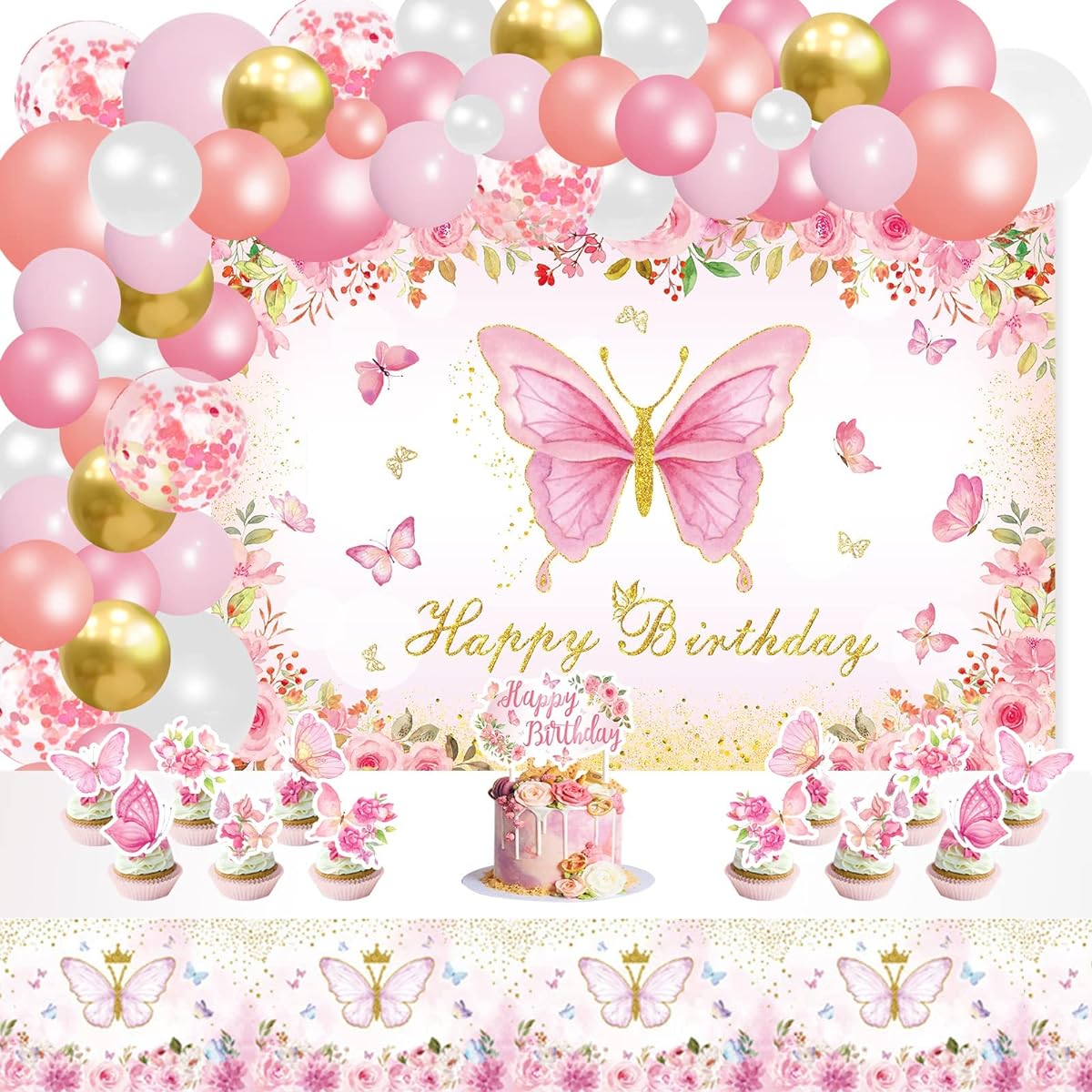 Butterfly party decorations, butterfly balloon arch