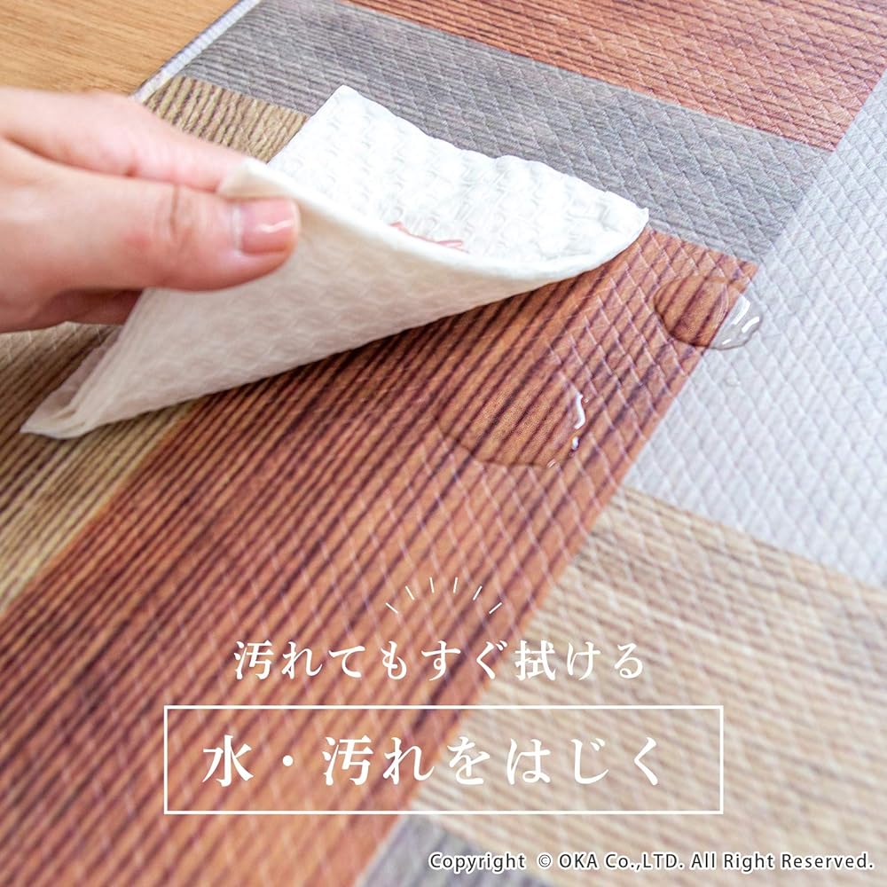 OKA Wipeable Kitchen Mat Approx. 60cm x 240cm Gray (Cat) (Just wipe it PVC Vinyl)