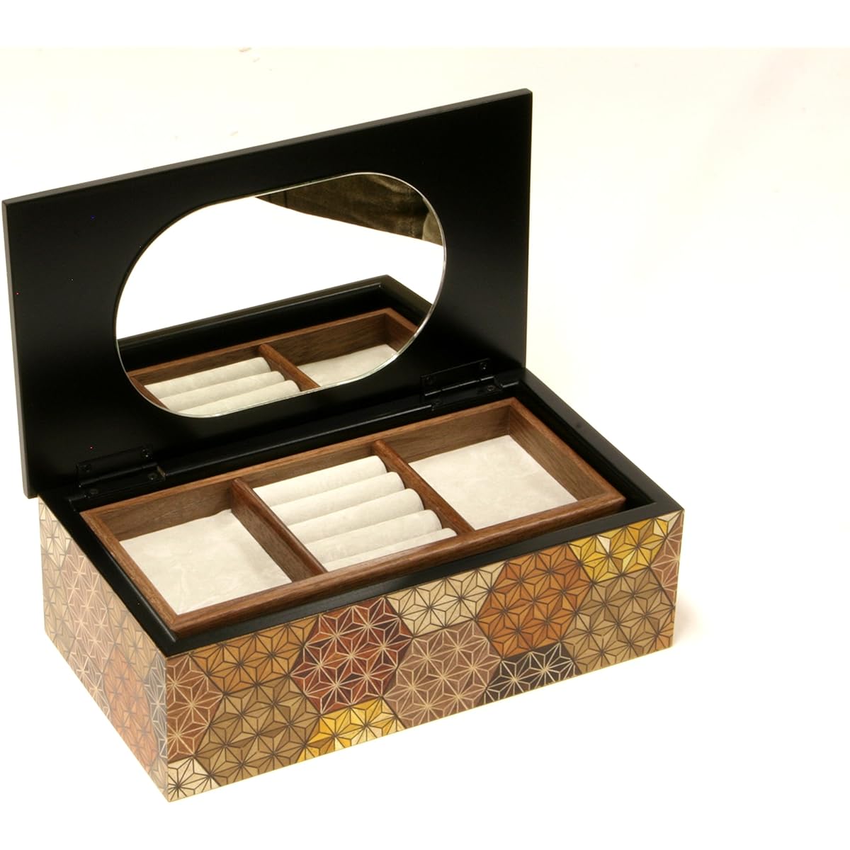 Parquet 8-inch 2-tiered jewelry box, tortoiseshell