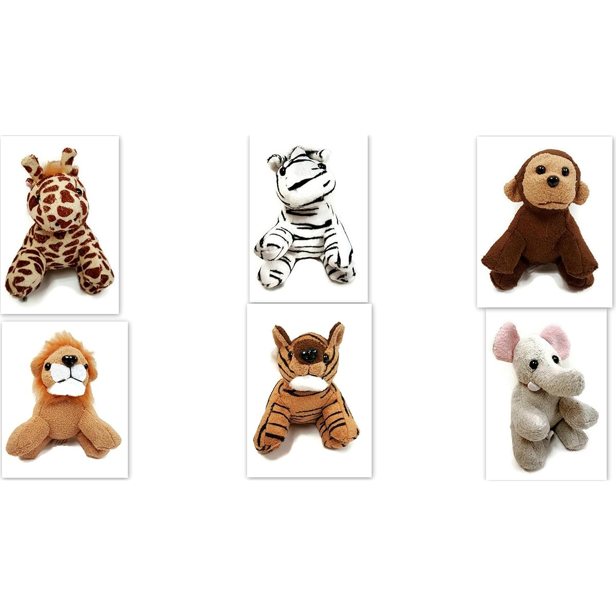 Playscene Suede Jungle/Zoo Animals, Suede Plush Jungle Animal Assortment (12 Piece Set)