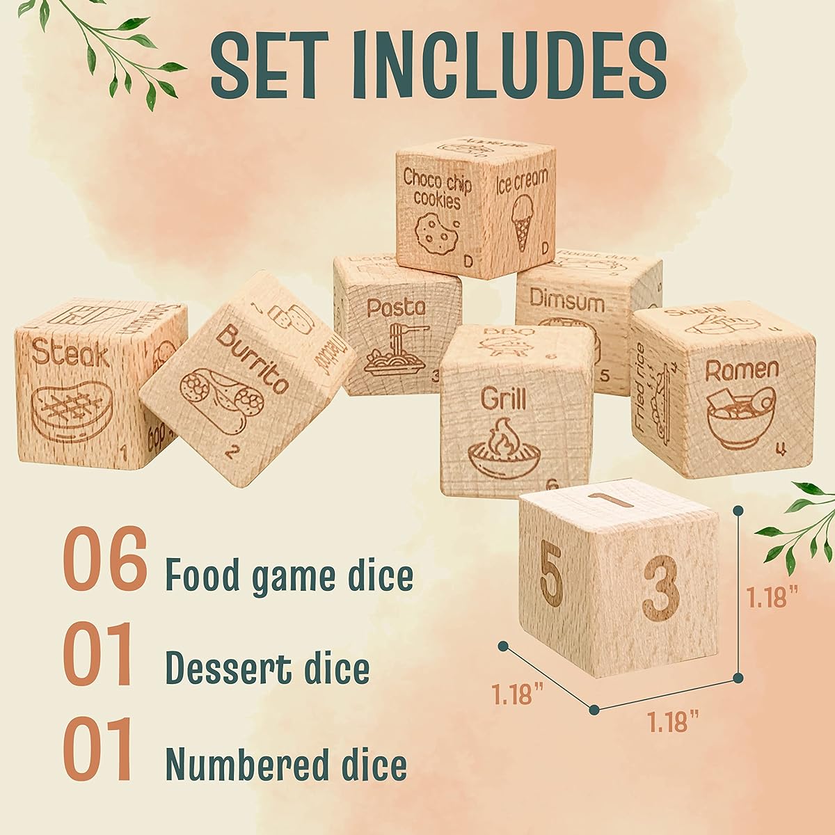 STOFINITY Food Cube Game for Couples, Foodie Gifts, Couples Cooking Gifts, Date Night Dice, Dinner Dice Ideas, Cooking Stocking Stuffers, Meal Decisions, Wooden Takeout Decisions