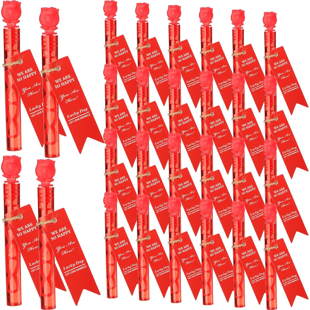 Foilswirl 200 Pack Valentine Wedding Rose Mini Bubble Wands Set, 0.5oz Red Rose Bubble Wands with Cards and Rope, Appreciation Party Favors Toys for Girls and Boys Valentine's Day Anniversary with Liquid