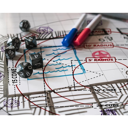 AOE Damage Marker D&D Area Effect Template - 1" Grid or Hexagon Tabletop Game Mat RPG Game Accessories for Dungeons & Dragons 5E Pathfinder and Other TTRPGs