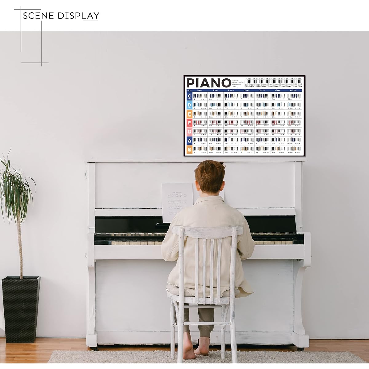 Piano Chord Chart Poster, Educational Reference Guide for Beginners Learn String Progressions and Play Piano String Order in Any Key, Piano Wall Chart Reference for Beginners, Adults or Children