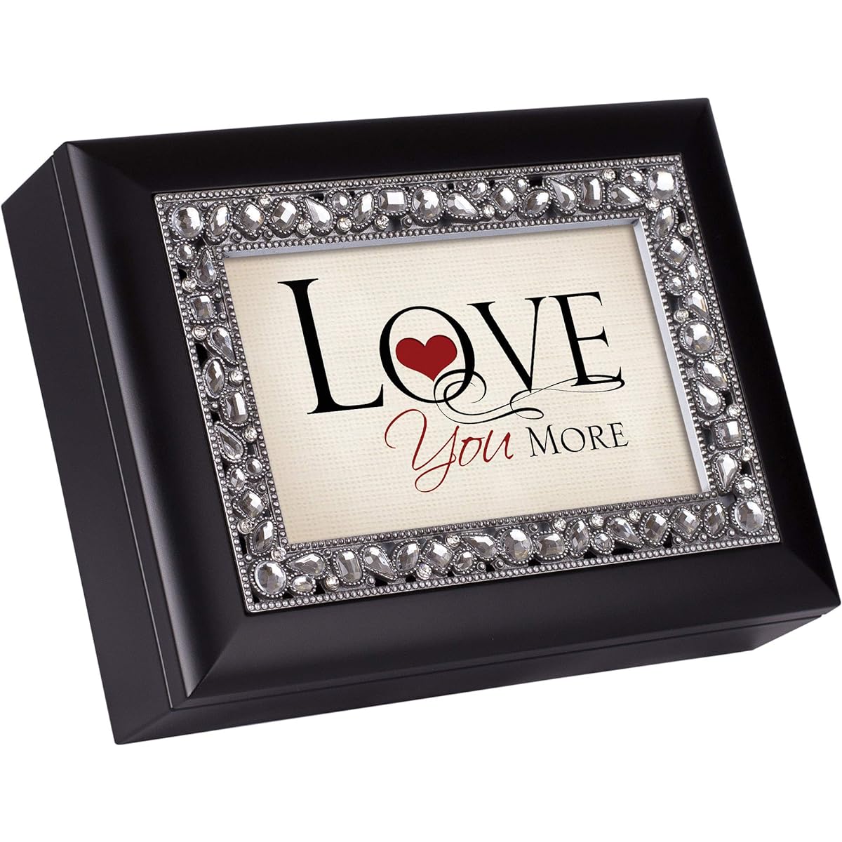 Cottage Garden Love You More Classic Black Clear Gemstone Music Box Plays Wonderful World.