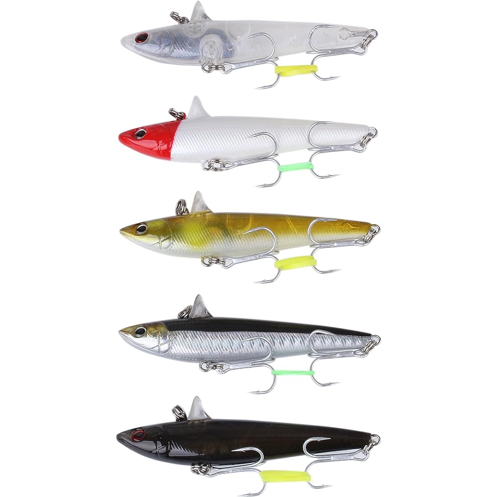 Sea bass sinking vibration 16g 77mm minnow lure set of 5