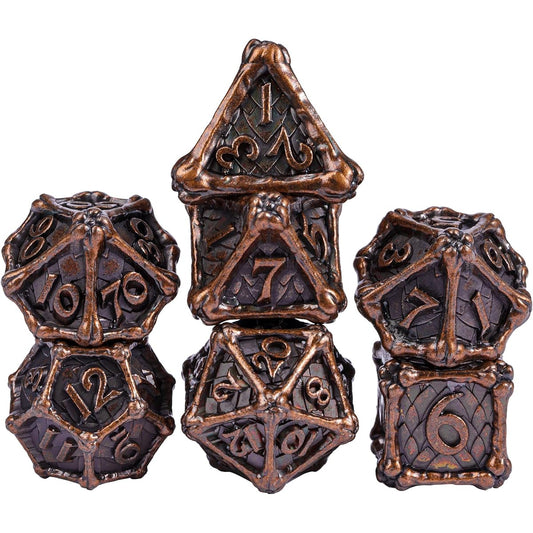 UDIXI Metal D&D Dice Set, 7 Dice Polyhedral Dice Set Dragonborn for Dungeons & Dragons, D&D Dice with Leather Bag for Role Playing Games
