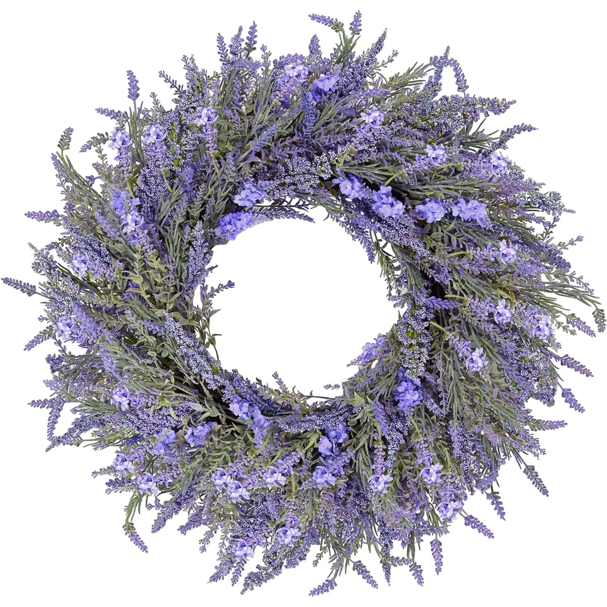 DDHS Lavender Wreath, Summer Wreath for Front Door, 24 Inch Purple Dried Flowers with 3 Styles, Spring Summer Large Artificial Wreath for All Seasons, Farmhouse, Indoor and Outdoor Decor