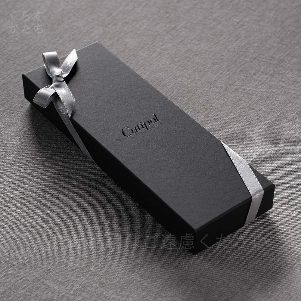 Genuine Cutipol GOA Gore Black/Matte Silver Dinner (Fork/Spoon) 4 Piece Gift Set in Cosmetic Box with Genuine Ribbon Hanging