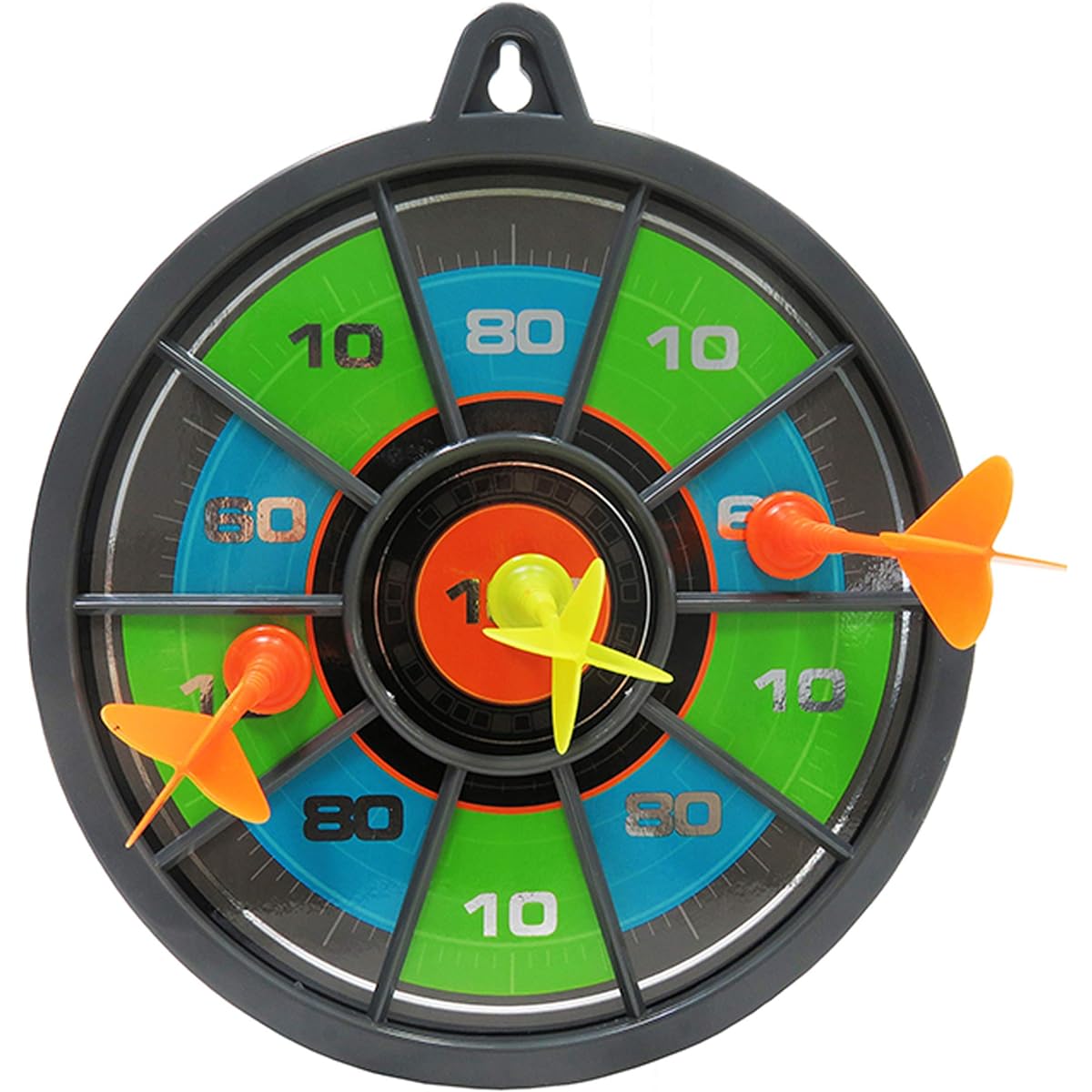 Mozlly Tournament Magnetic Dartboard 9.5 Inch Easy Assembly Classic Double Sided Reversible Indoor Outdoor Wall Game for Adults Kids Family - Hand Eye Coordination Learning Play Set of 4