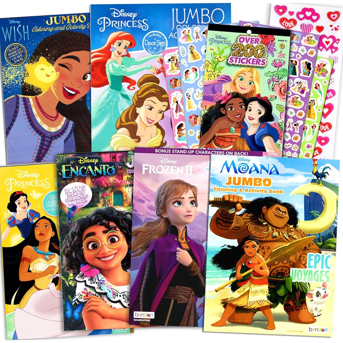 Disney Princess Coloring Activity Set for Kids - Set of 6 Coloring Books Disney Princess Encanto Moana Frozen