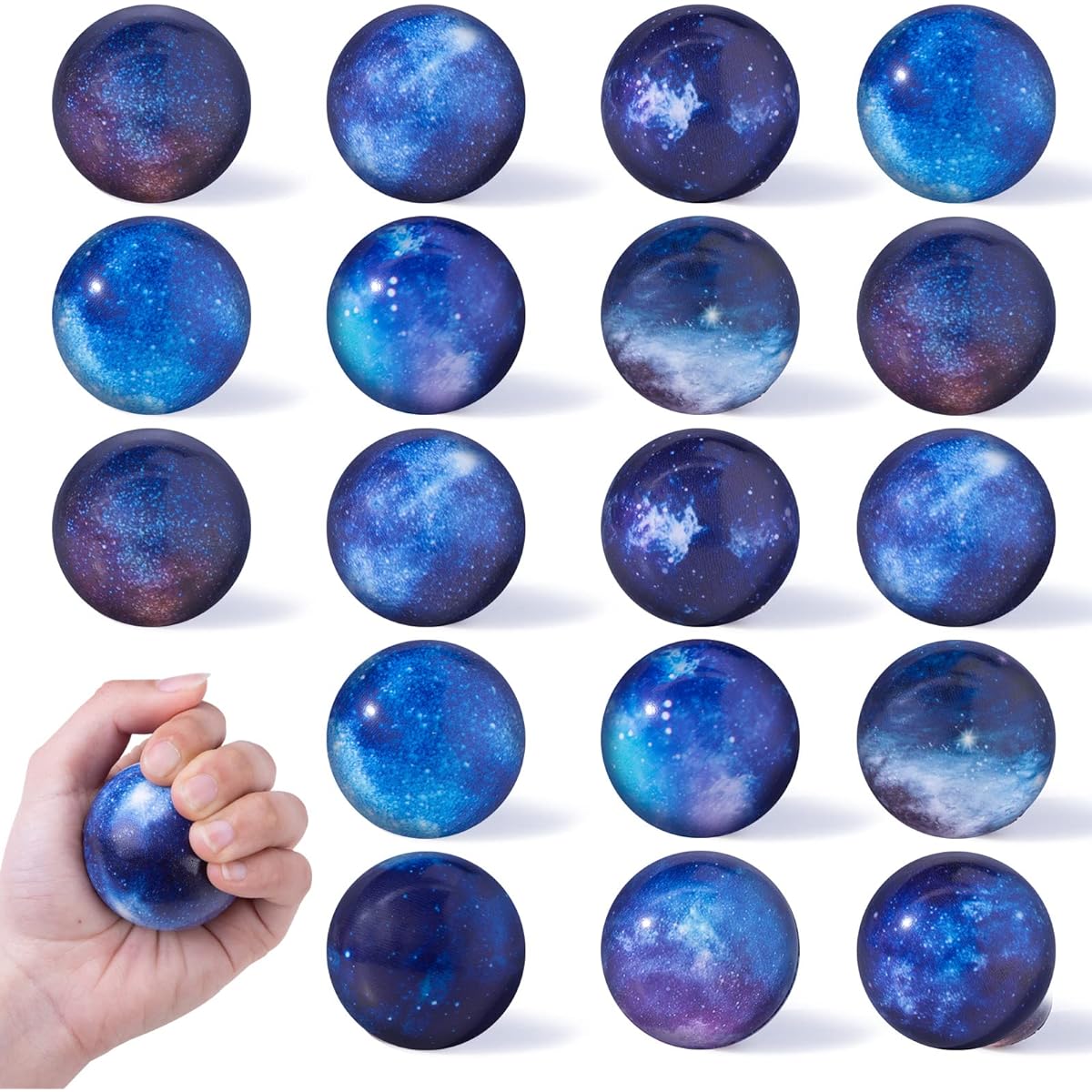 MCPINKY Space Stress Balls, 18 Pieces Foam Stress Balls, Galaxy Stress Balls, 6 Stress Relief, Birthday Gift, Party Favors