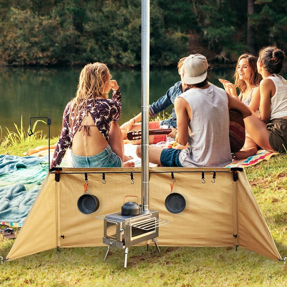 SENQI Bonfire Camp Windscreen Large Bonfire Windproof Windscreen Flame Retardant Compact Outdoor Stove Camping