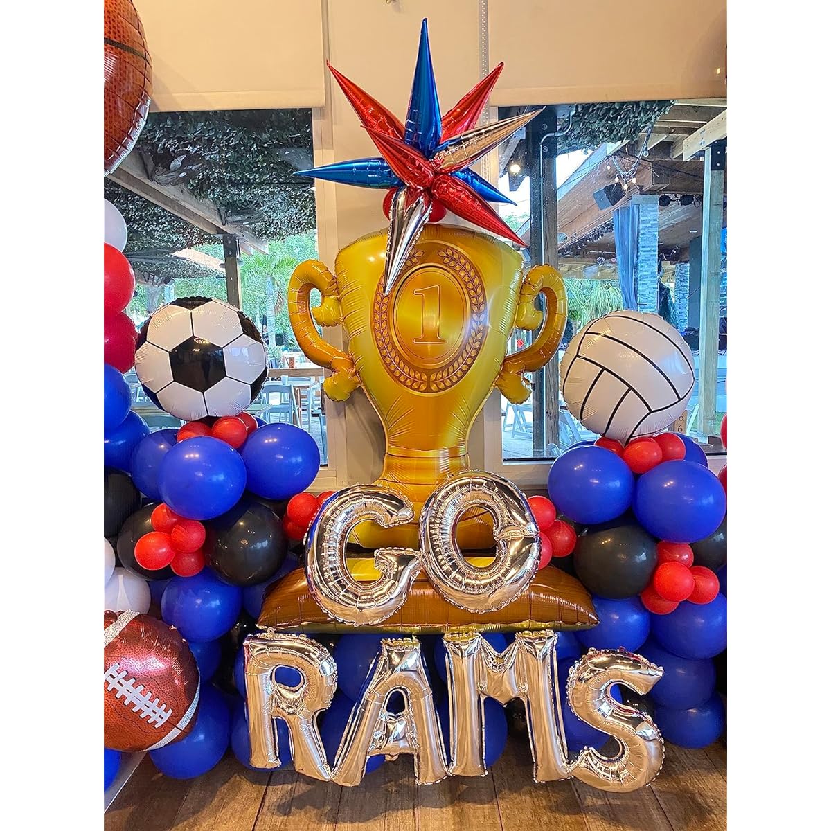 Galasy Giant Standing Champion Trophy Aluminum Foil Balloons, First Prize Number 1 Balloons for Sports Basketball Football Baseball Birthday Graduation Party Decorations Supplies 41 x 34 inches