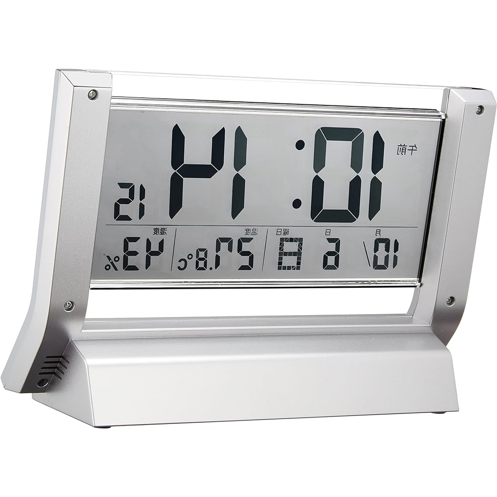 Seiko Clock Table Clock Hybrid Solar Radio Digital Calendar Temperature Humidity Display Silver Metallic SQ690S SEIKO