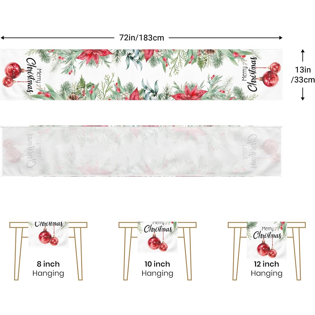 Christmas Table Runner - Rustic Merry Christmas Table Runner Farmhouse Kitchen Dining Table Decor for Indoor Outdoor Home Holiday Party Decor 13 x 72 Inch (13 x 72 Inch)