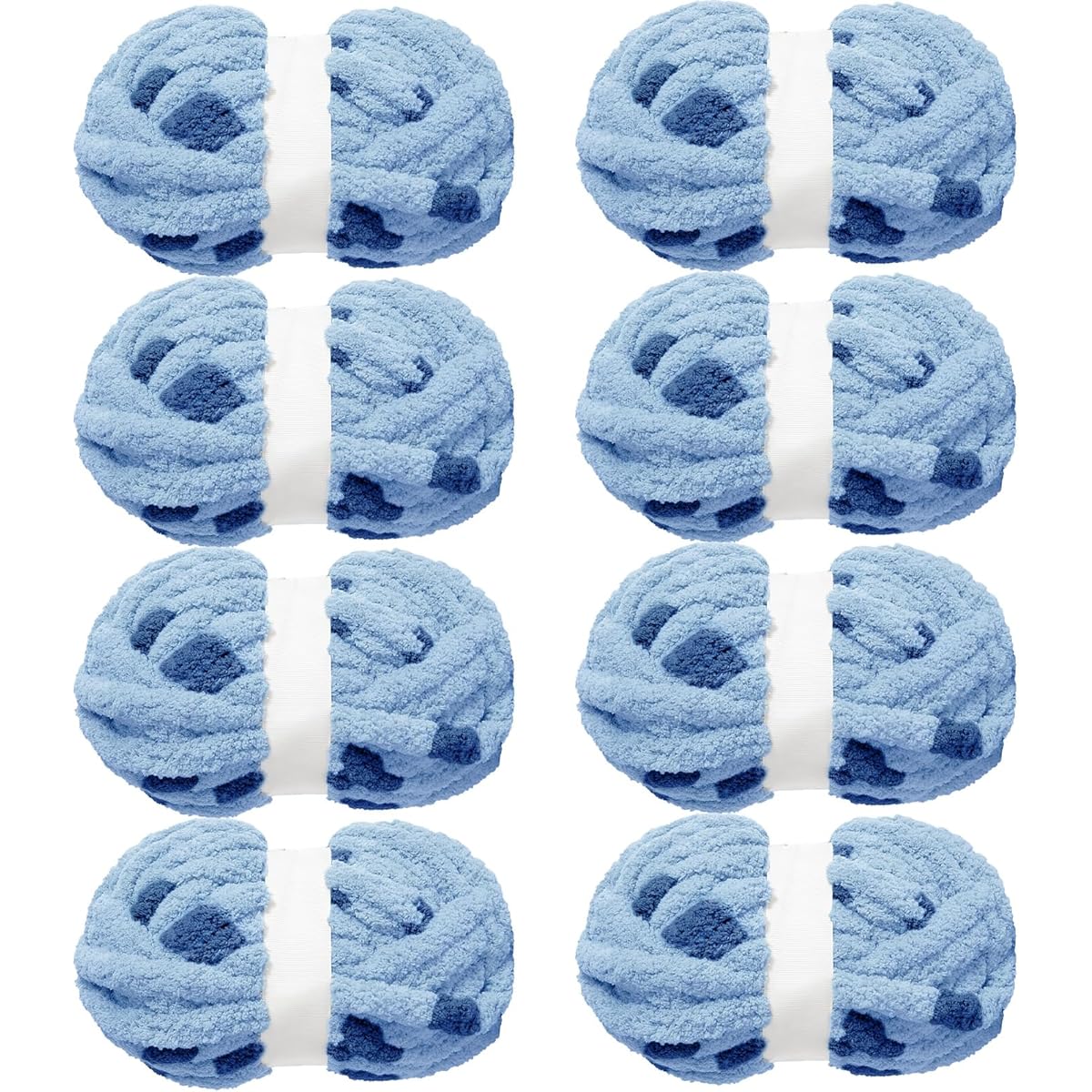 MABOZOO Chunky Yarn for Hand Knitting, Big Thick Blanket Yarn, Soft Fluffy Fuzzy Yarn for Crochet, Super Bulky Chunky Knitting Blanket Yarn, Big Yarn for Arm Knitting, 8 Pack, Blue Multi