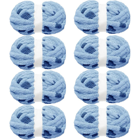 MABOZOO Chunky Yarn for Hand Knitting, Big Thick Blanket Yarn, Soft Fluffy Fuzzy Yarn for Crochet, Super Bulky Chunky Knitting Blanket Yarn, Big Yarn for Arm Knitting, 8 Pack, Blue Multi