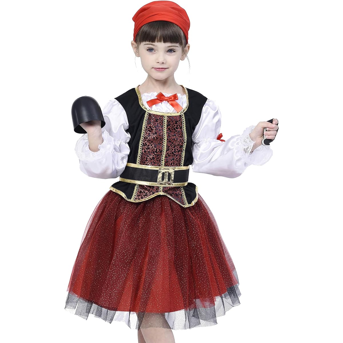 Girls Pirate Costume Deluxe Buccaneer Costume Animal Fancy Dress Halloween Role Play