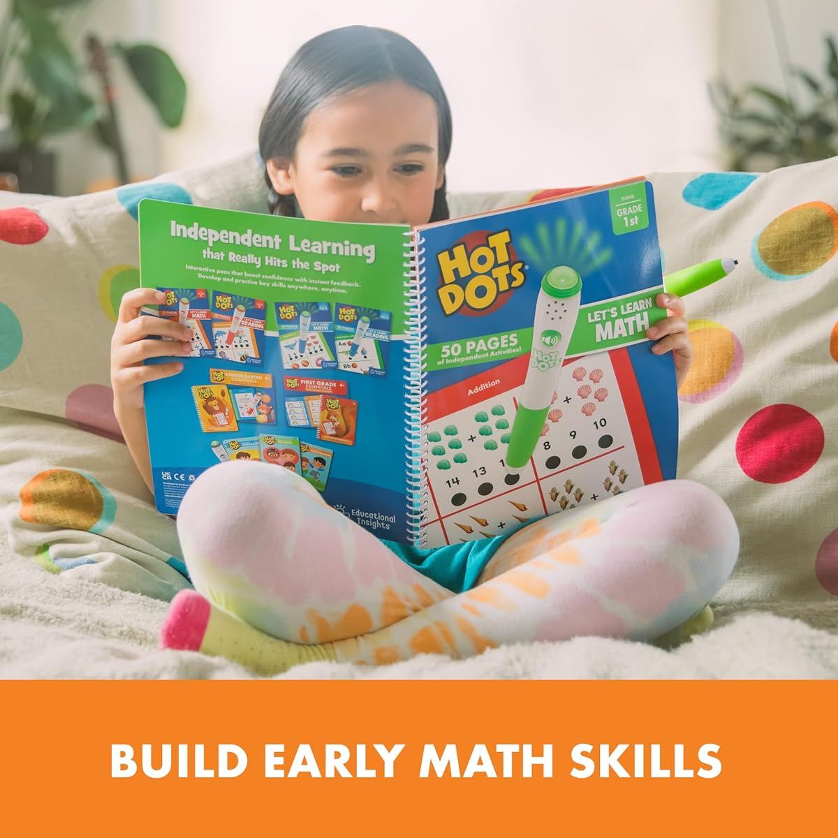 Learning Resources Hot Dot Let's Learn Math 1st Grade Activity Book & Interactive Pen Instant Feedback 100+ Activities For Ages 6+