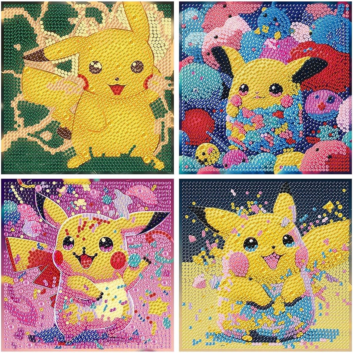 LWZAYS Diamond Painting Kit for Kids 4 Pack Diamond Art for Beginners Small Diamond Art 5D DIY Diamond Painting Big Gem Full Drill Diamond Dots for Kids 6-8-9-12.6" X 6"