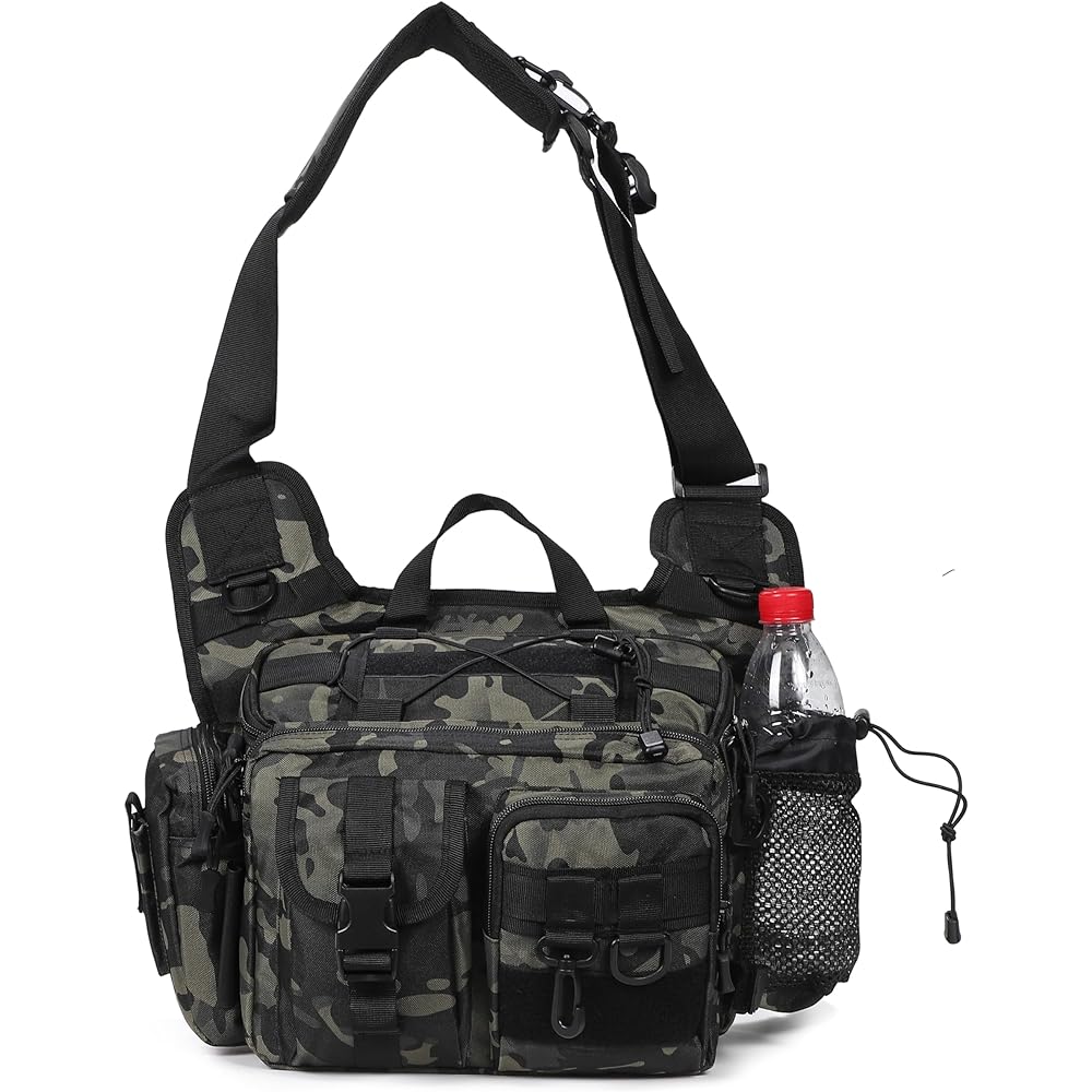 Fishing Bag Fishing Bag Shoulder Bag 2WAY Shoulder Handheld Multifunctional Pocket Black Camouflage Waterproof Tackle Storage Pliers Grip Rod Bait Container Waist