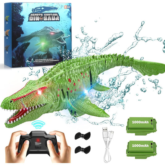 KIEAHCEY 2.4GHz Remote Control Mosasaurus Dinosaur Swimming Pool High Simulation Toy RC Boat Lake Bathroom for 8-12 Years Old Boys Girls Christmas Halloween Tricky Birthday Gift