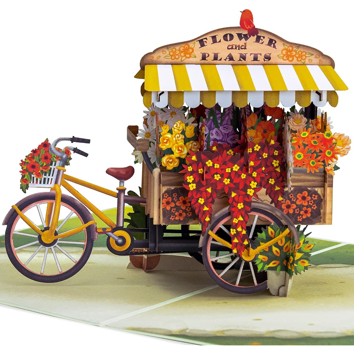 Paper Love Pop Up Cards Flower Bike Handmade 3D Pop Up Greeting Cards for Thanksgiving, Thank You, Thoughts, Fall, Get Well, Mother's Day, Any Occasion, 5" x 7"