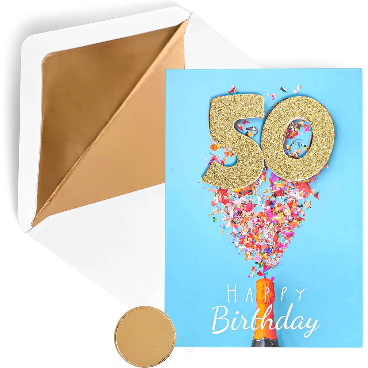 Gifting GIGGLES 50th Birthday Card - Men or Women - 3D Pop-up 50 Years Card | Happy 30th Bday fifty | Includes envelope and sticker
